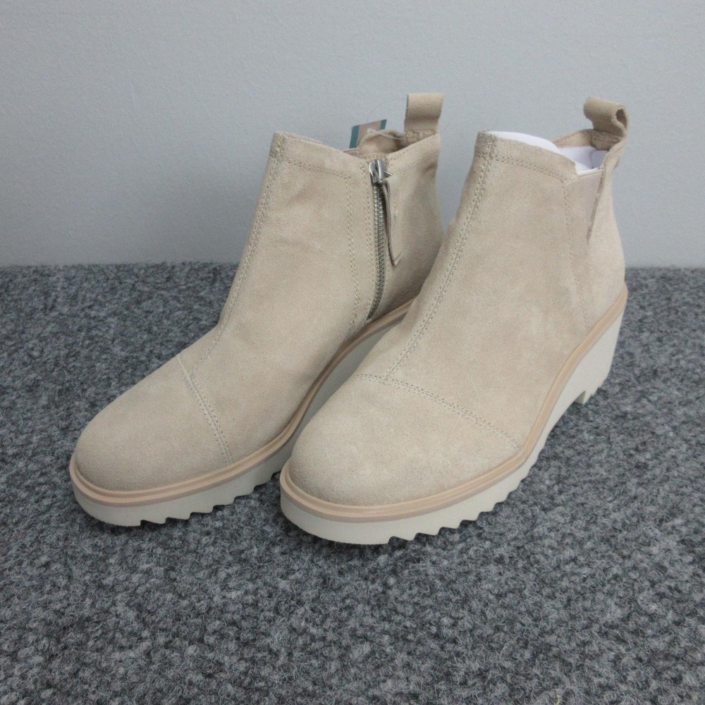 TOMS Maude Boots Womens Size 9 Beige Oatmeal Suede Wedge Ankle Bootie NWOB - Picture 3 of 14